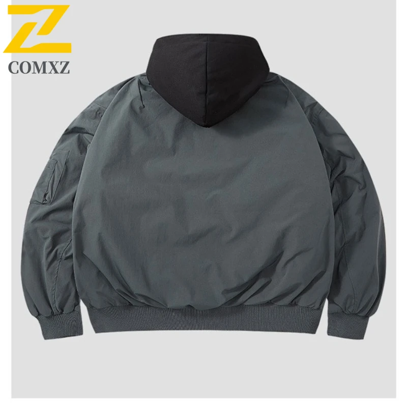 Warm Down Jacket Men's American Fake Two Piece Hooded Winter Outdoor Skiing Puffer Jacket Street Gorpcore Cotton Padded Jacket