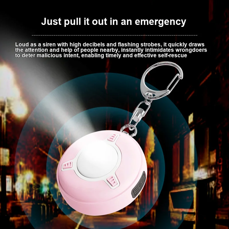 Personal Safety Alarm Flashlight Rechargeable Portable Device for Outdoor Individual Protection