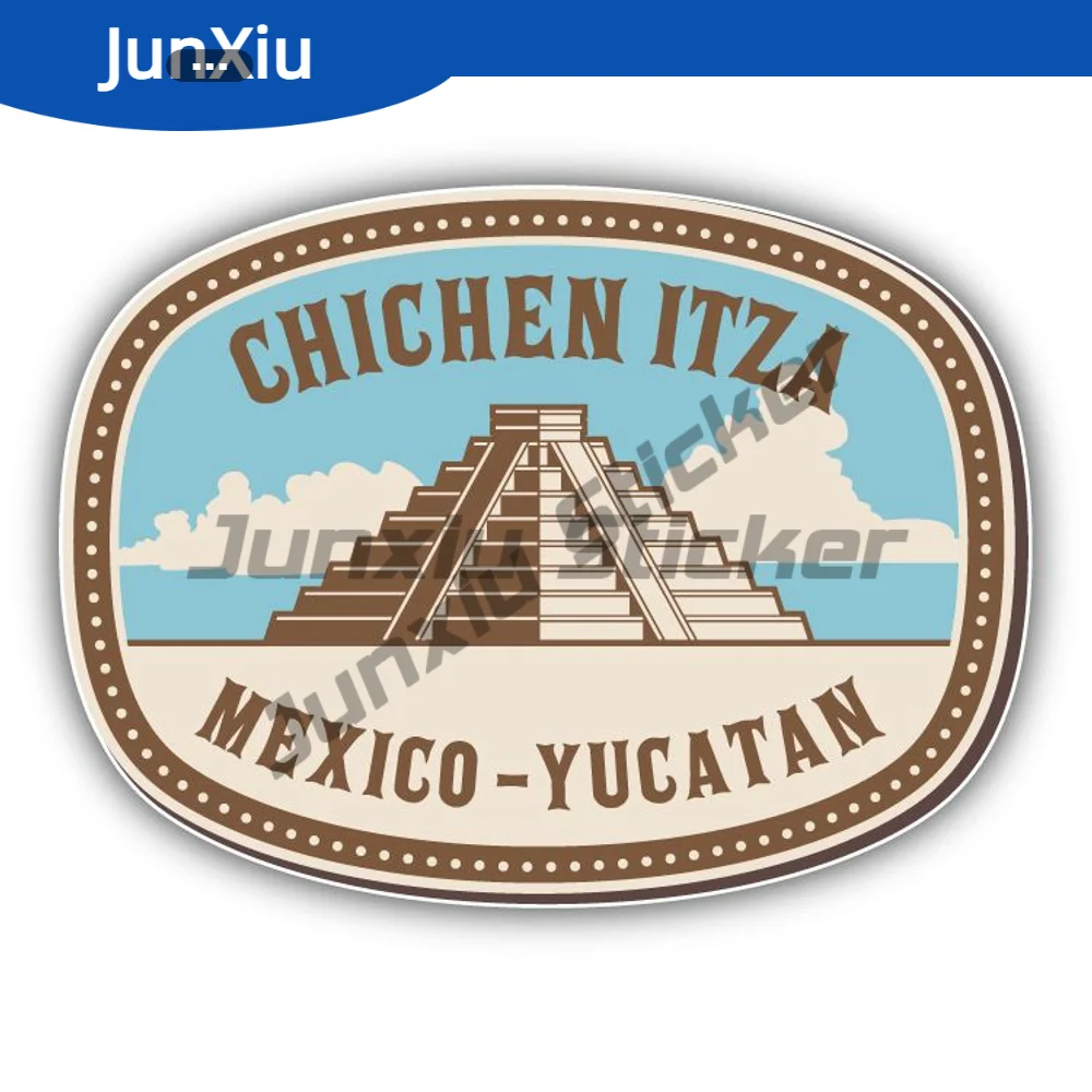 

Chichen Itza Mexico Vintage Label Sticker Scratch-proof Accessories Decoration For Car Bumper Windshield Guitar Suv Motorcycle