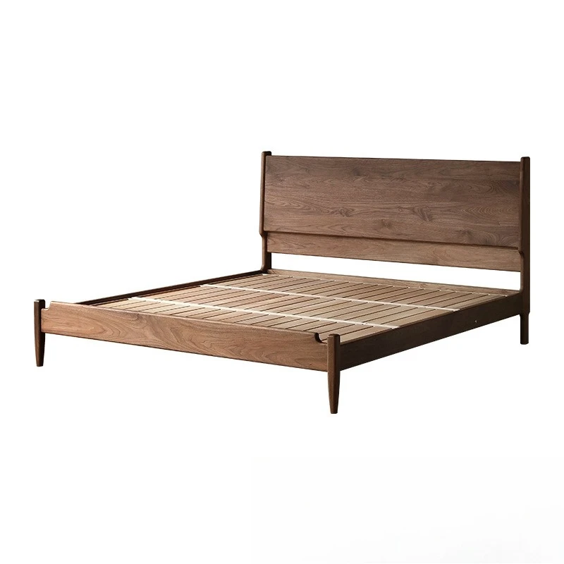 

Cherry wood black walnut solid wood bed double bed master bedroom Japanese Nordic 1.5 meters 1.8