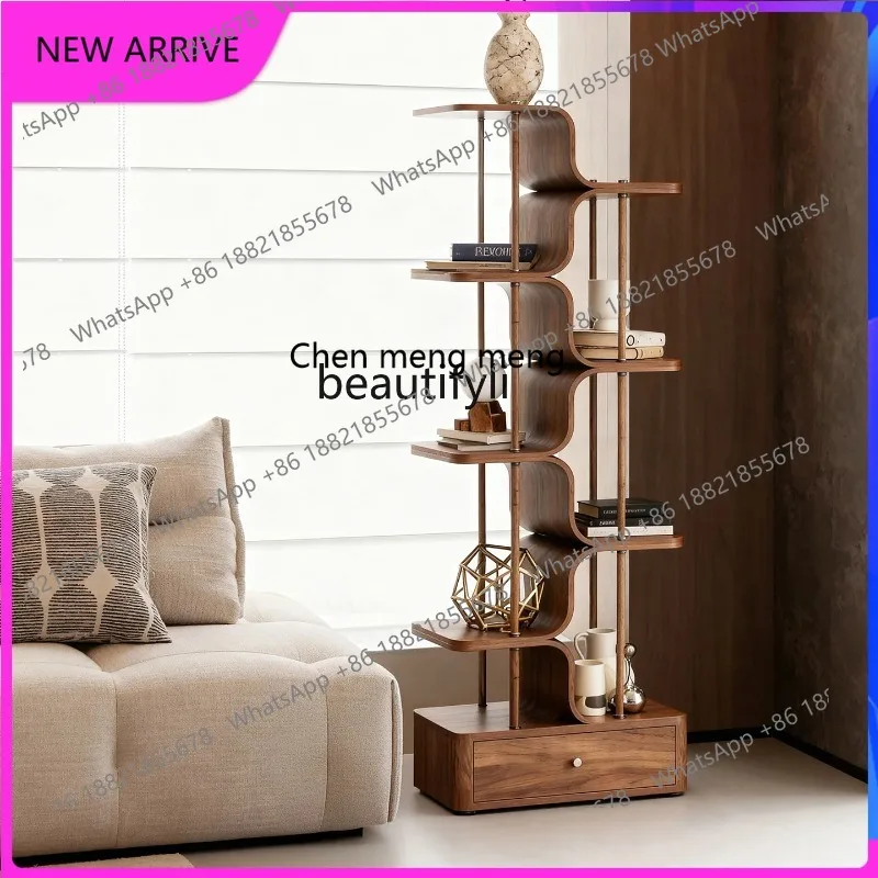 

Solid wood bookshelf Modern simple floor shelf Living room, corner balcony Multi-layer display shelf H H