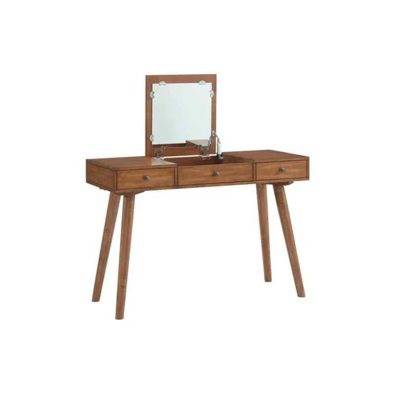 Accent Design Brown Wooden Vanity Dressing Table with flip-top mirror for Bedroom Living Room