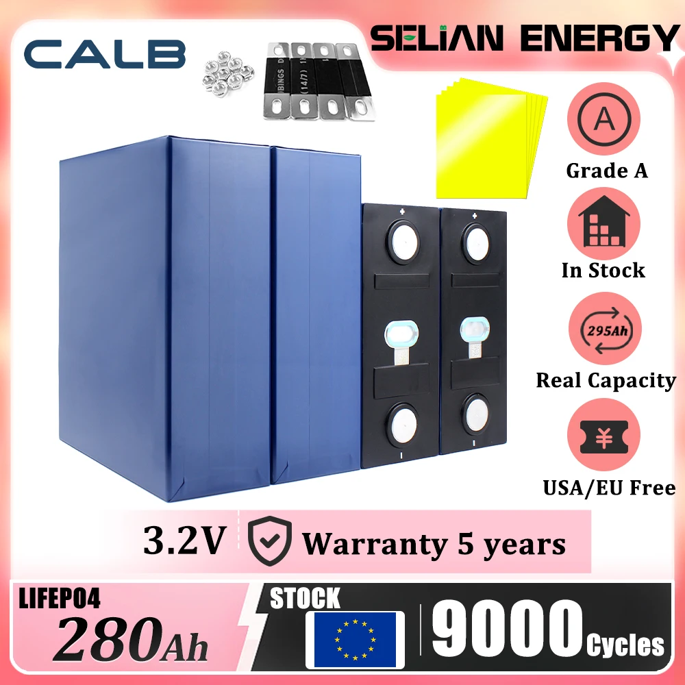 CALB 100Ah 170A 230A 280A LiFePO4 Battery 3.2V LiFePO4 Rechargeable Cells with Free Busbars for DIY 12V Boat Solar Systerm