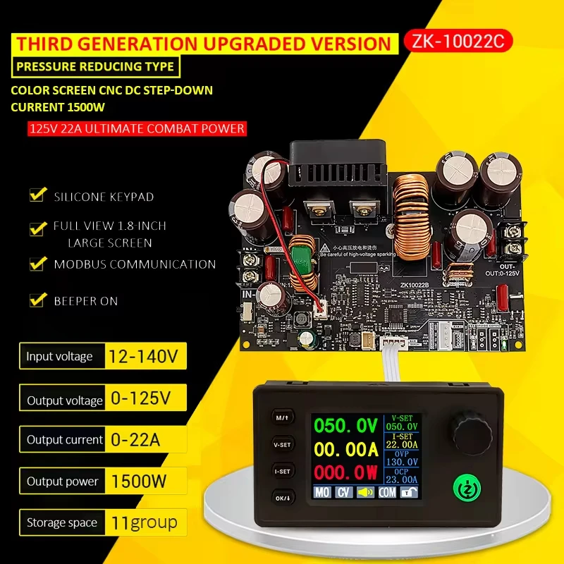 ZK-10022C 125V 22A 1500W Regulowany zasilacz stabilizowany DC Stałe napięcie Stały prąd Step-down Moduł zasilania