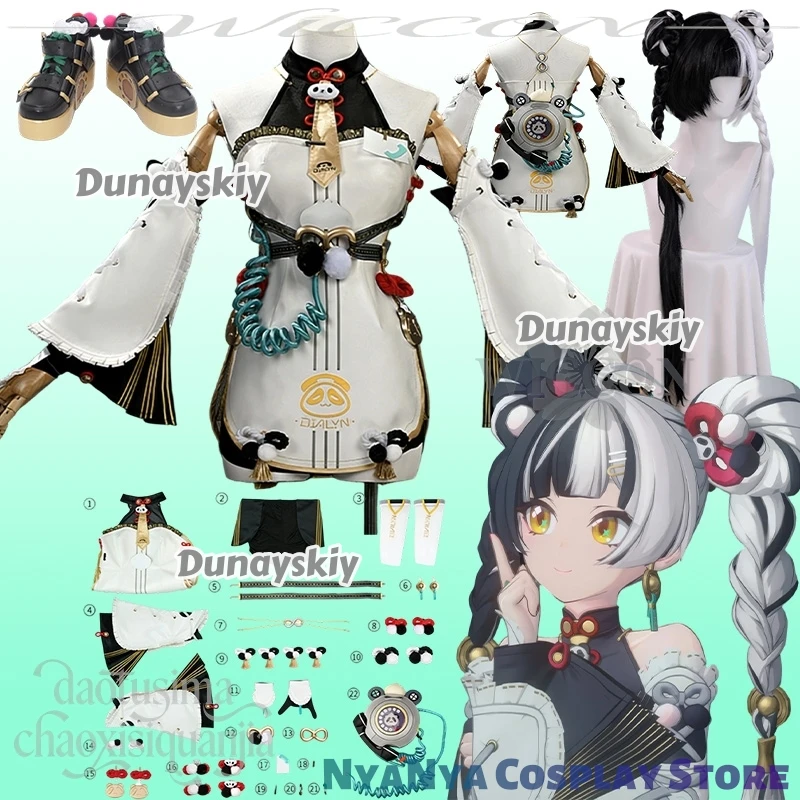 

Dialyn Косплей Аниме Игра Zenless Zone Zero תח uyות Kawaii Панда Узор Китайский Стиль Cheongsam Винтажное Платье Альтернативные Волосы