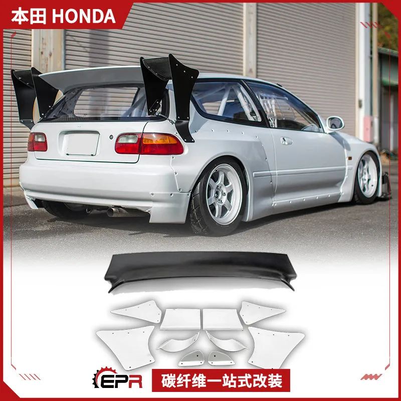 

For Honda Civic EG HatchBack Carbon Fiber RB Tail Accessories Spoiler Fixed Wind Wide Body