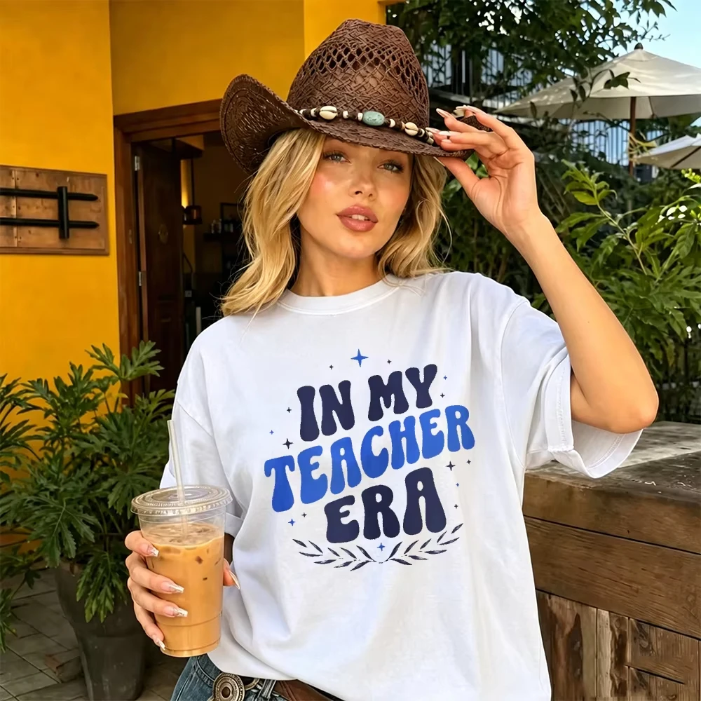 In My Teacher Era Blue Graphic Women Casual Women Tees Work Office Wear Soft Comfy Top Back To School Gift for Educators