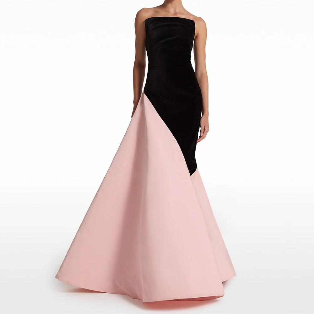 Customized Temperament Jersey A-Line Evening Dress Delicate Floor Length Strapless Sleeveless vestidos para mujer