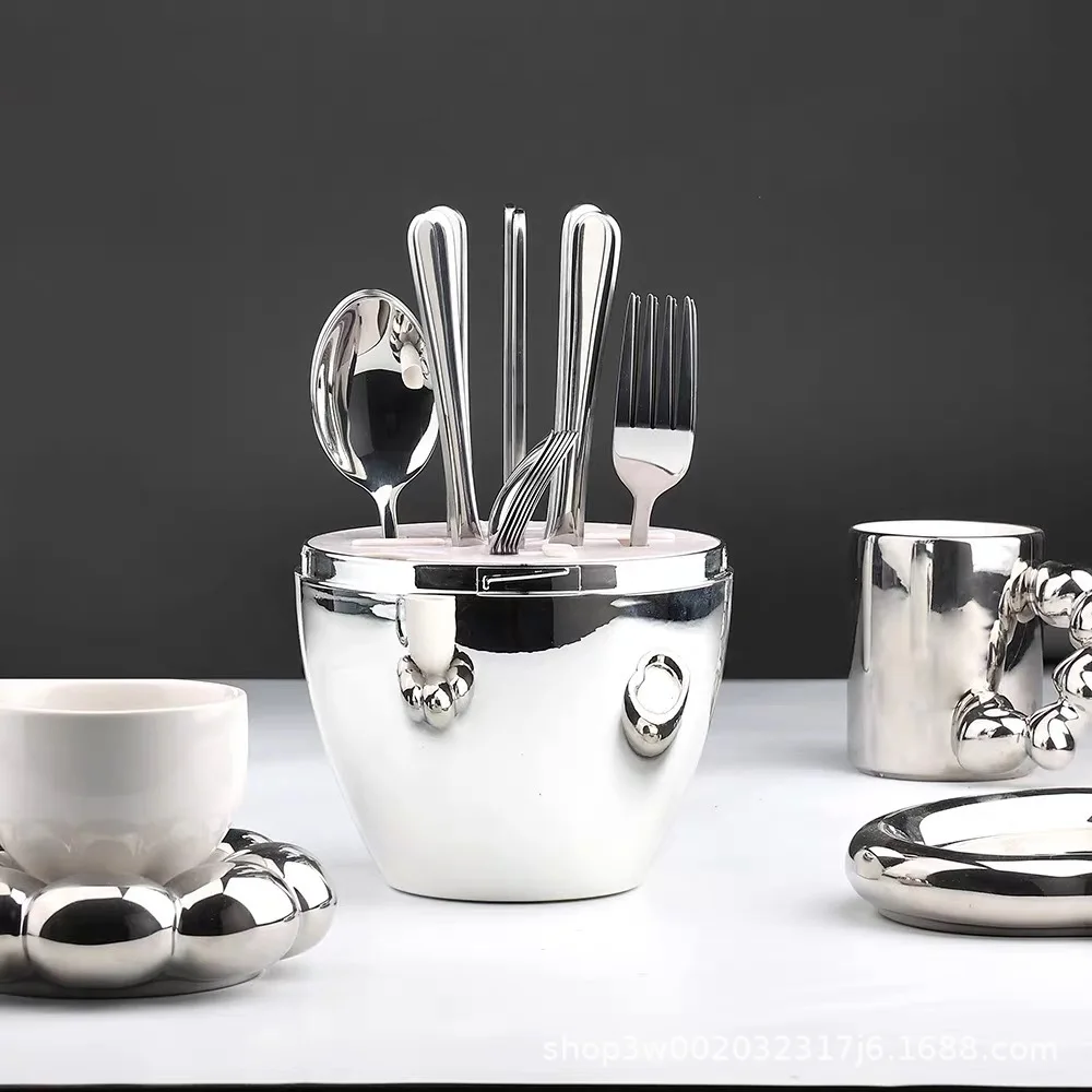 24Pcs Stainless Steel Cutlery Set Gold Egg Decoration Flatware Knife Fork Spoon Set for Western Dining