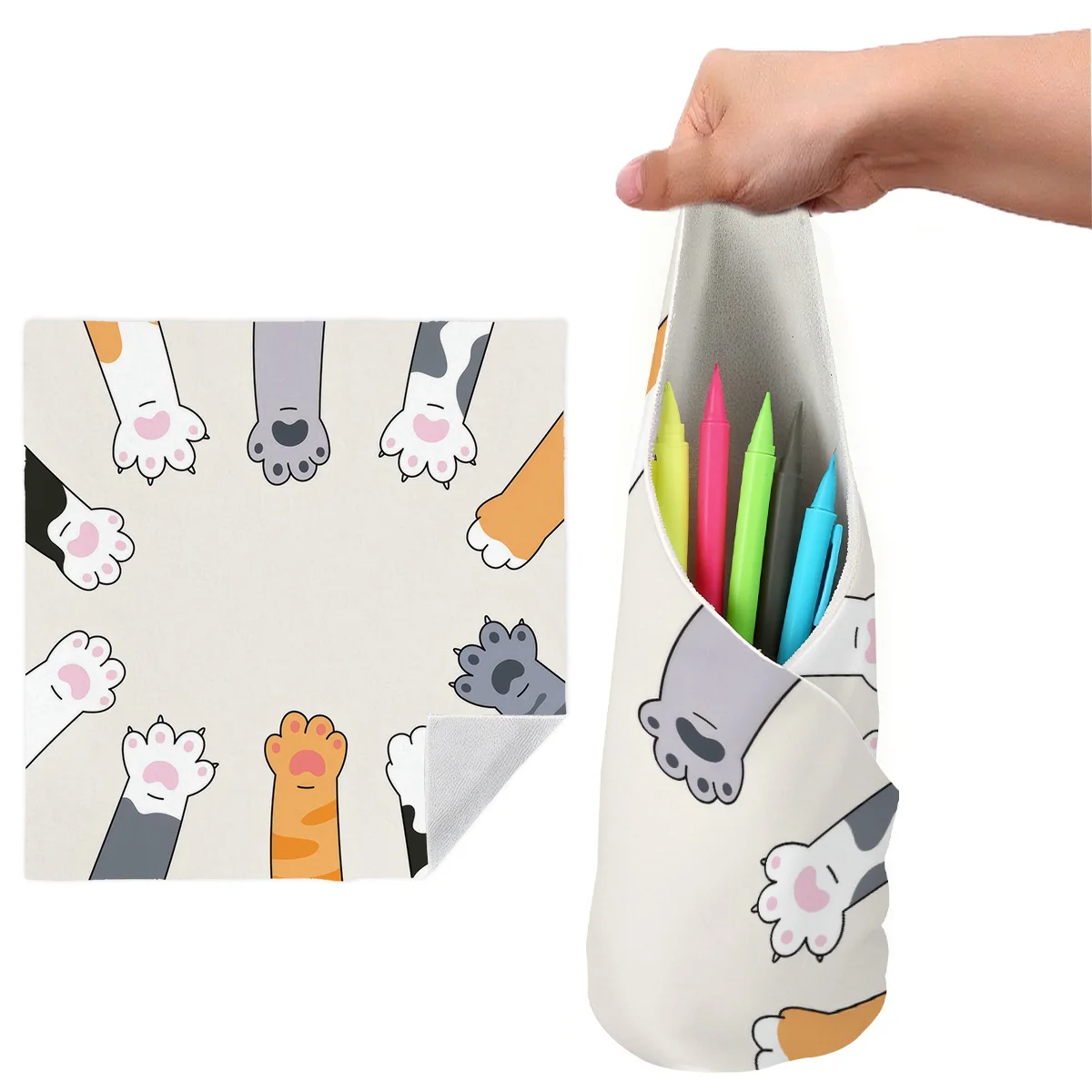 1pc Multi-functional Magic Sticky Cloth Adorable Cartoon Camera Protective Cover Travel Storage Wrap Makeup Bag Pouch