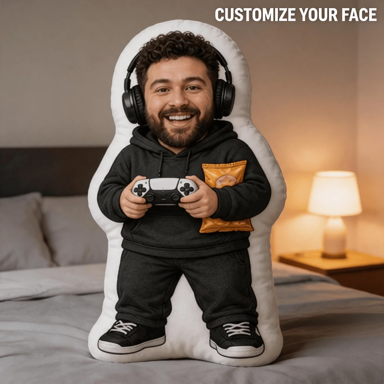 Customized facial personalized photo shaped pillow, game style personalized image decorative cushion, 60cm large decorative cush