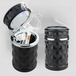 Car Ashtray With LED Light Rhinestone Portable Ashtray Styling Universal Cigarette Cylinder Holder Ashtray Car Interior Light