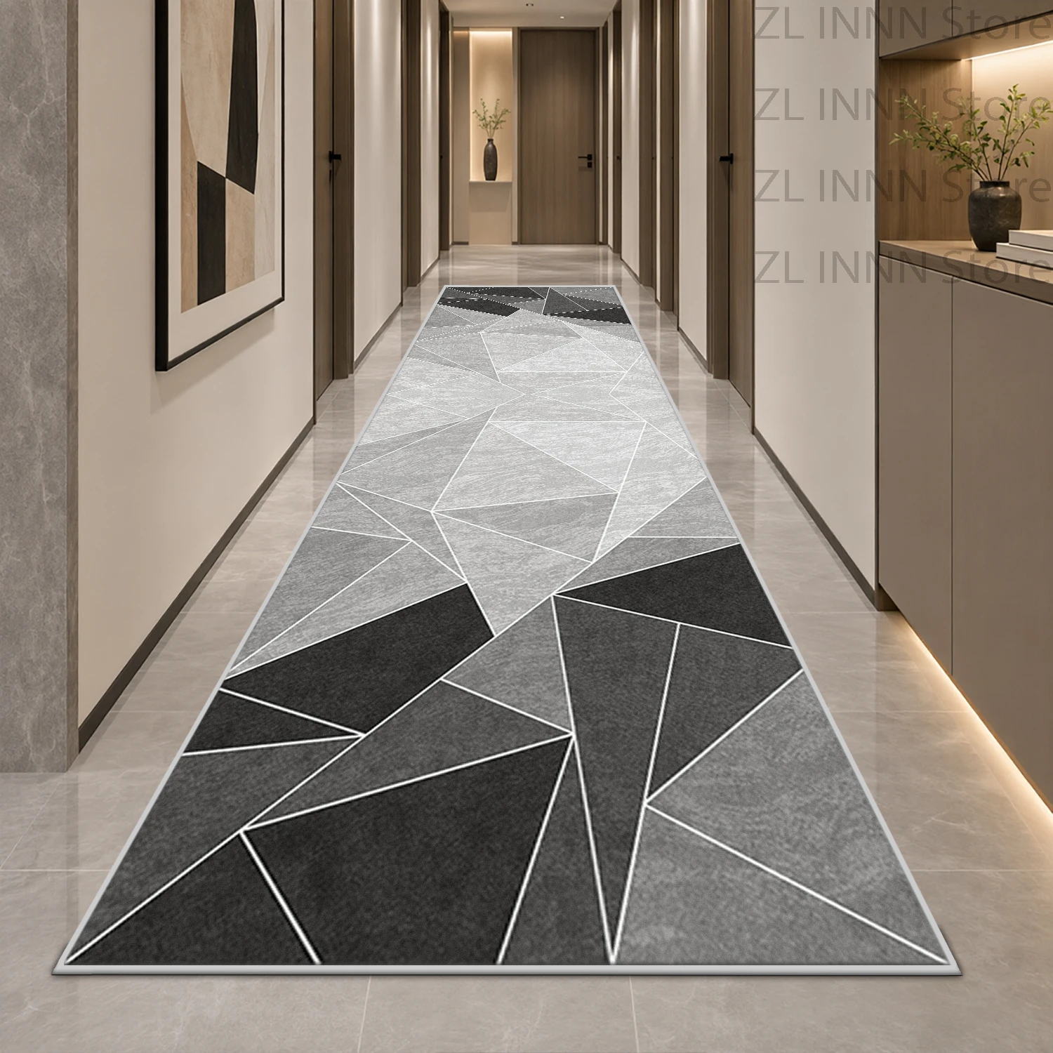 Modern Geometric Corridor Runner Rug Decoration Home Living Room Passageway Carpet Track Bedroom Anti Slip Soft Bedroom Long Mat