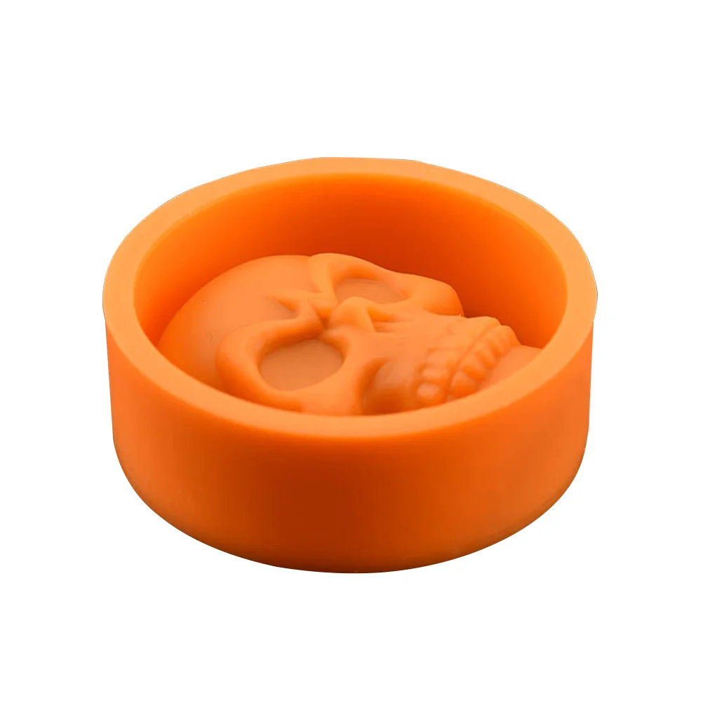 

Orange Candy Jelly Mold Skull-Shaped Food Grade Silicone Baking Mold Non-Stick Flexible Chocolate Cake Pudding Ice Cube