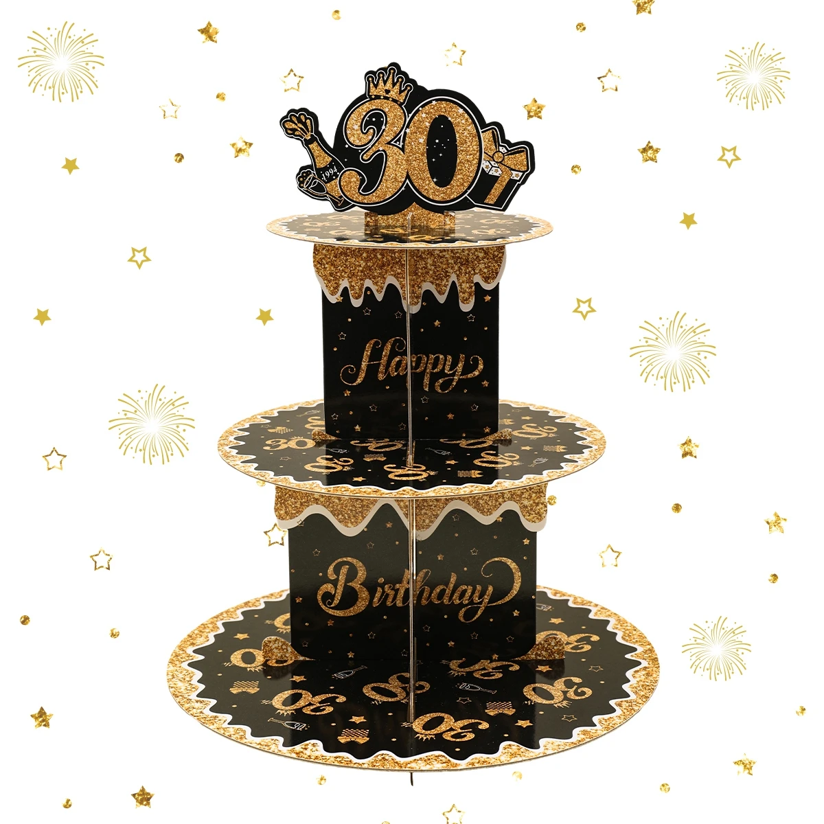 3 Tier Happy 30th 40th 50th Birthday Cupcake Stand 30 40 50 Years Party Cupcake Holder Birthday Party Decor Adult Party Supplies