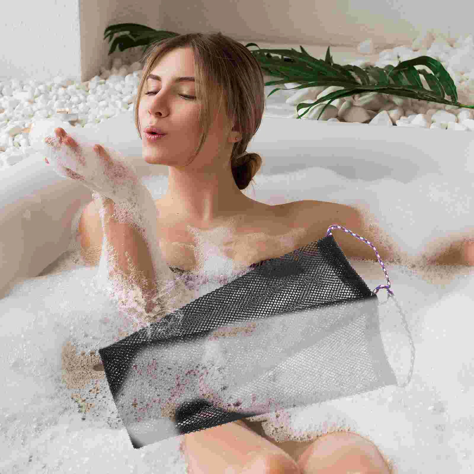 

2 Pcs Drawstring Bath Towel African Net Exfoliating Scrubber Convenient Back Practical Shower Skin Brush Nylon