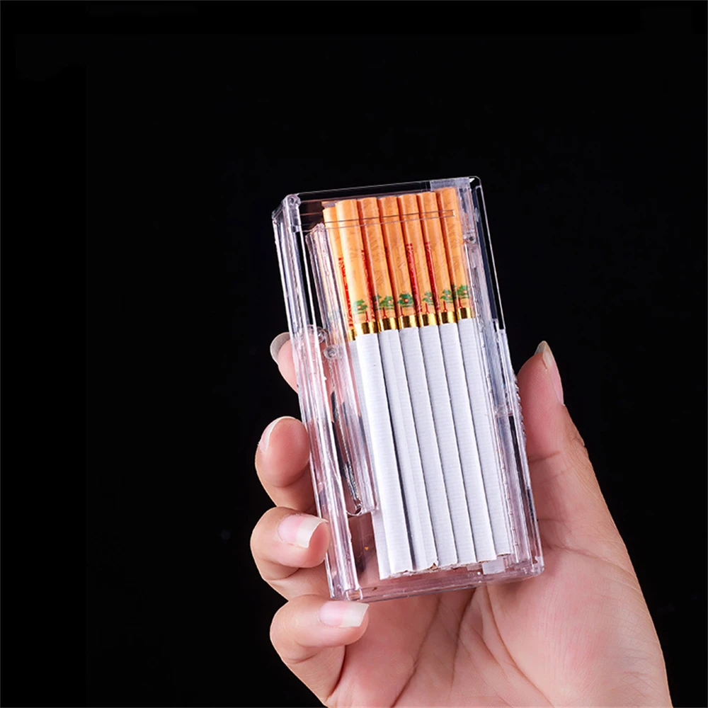 1pcs Fashion Creative Transparent Automatic Pop-Up Cigarette Case Best-Selling Cigarette Case Fine Smoke 20 Sticks Pink