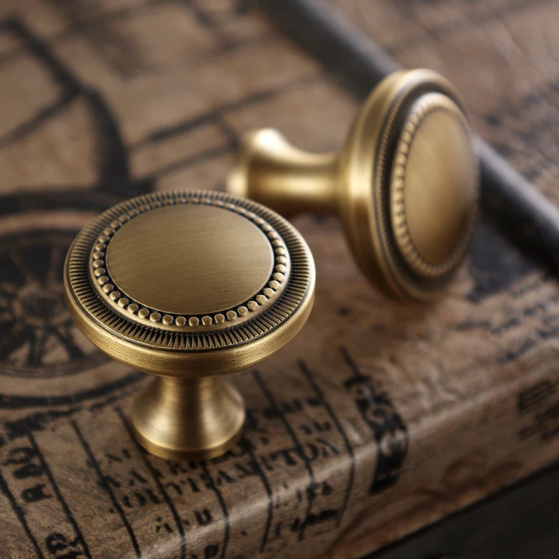 Antique-Style Brass Handle for Cabinet Doors, Solid Vintage Cabinet and Wardrobe Drawer Door Handle