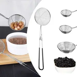 1PC Red Handle Strainer Stainless Steel Bubble Tea Colander Boba Milk Tea Spoon Filter Pearl Durable Safe Round Kitchen Gadgets