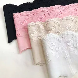 11cm 2yard/ Pack Off white/beige Elegant Cotton Lace Cloth Trimming Big Waves Embroidered Lace Hollow Out Cotton Fabric X1376