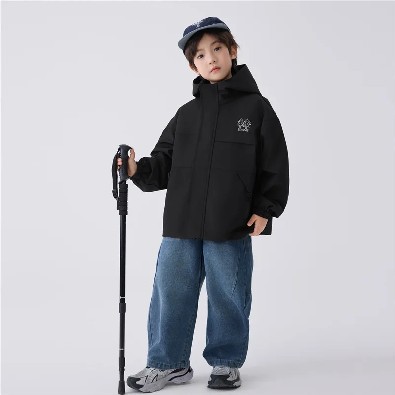 

Childrens Outerwear Spring and Autumn Korean Version Hooded Assault Suit Versatile Daily Casual Wear