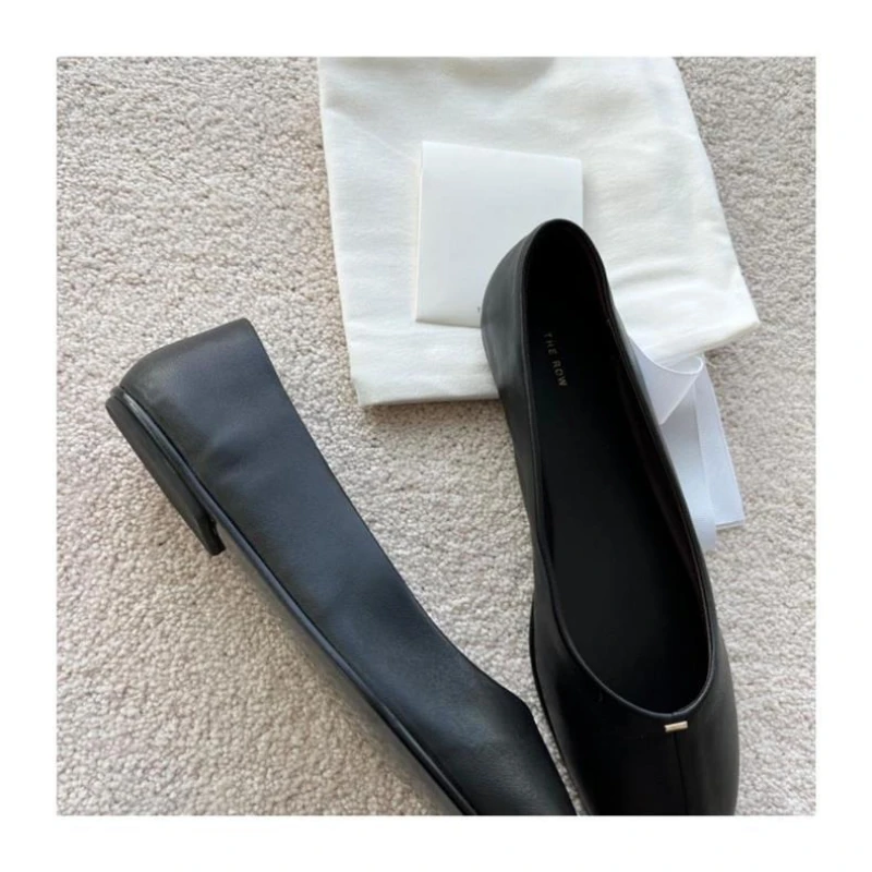 Spring/Summer New The One Step Soft Sheepskin Ballet Dancer Round Head Grandma Row Shoes Flat Bottom Casual Shoes