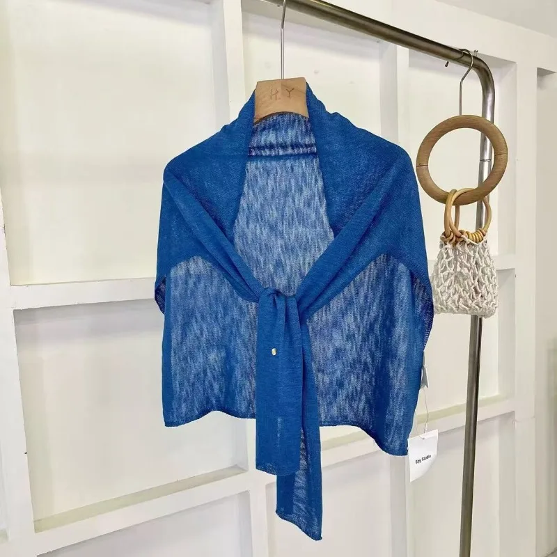 Women Korean Solid Slub Cotton Shawl, Loose Fit Open Shrug, Versatile Office Air Conditioning Cover Up for Daily Commute
