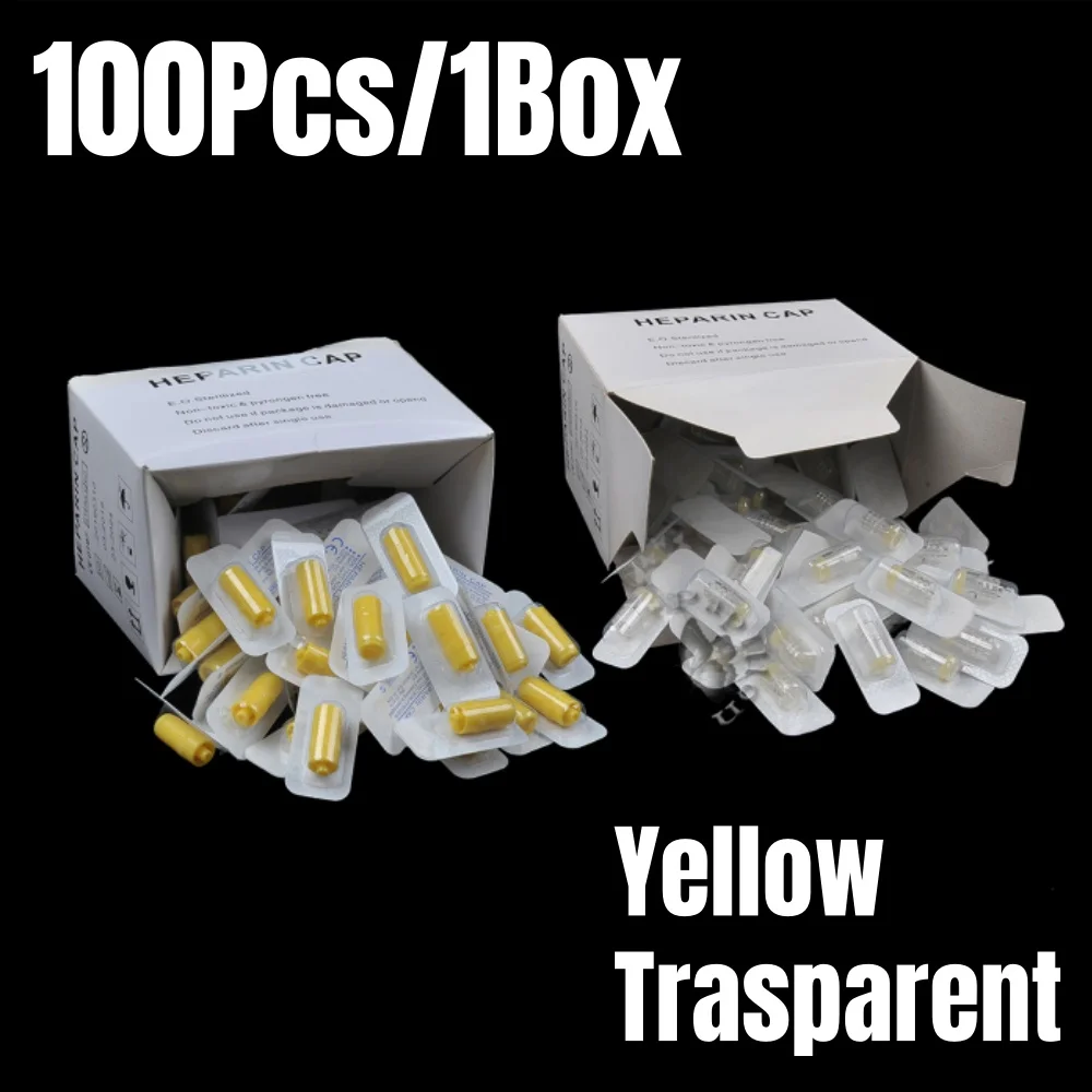 100Pcs/Box Heparin Cap IV Disposable Cannula Heparin Caps for Dog Cat Pet Veterinary Supplies Medicial Heparin Caps