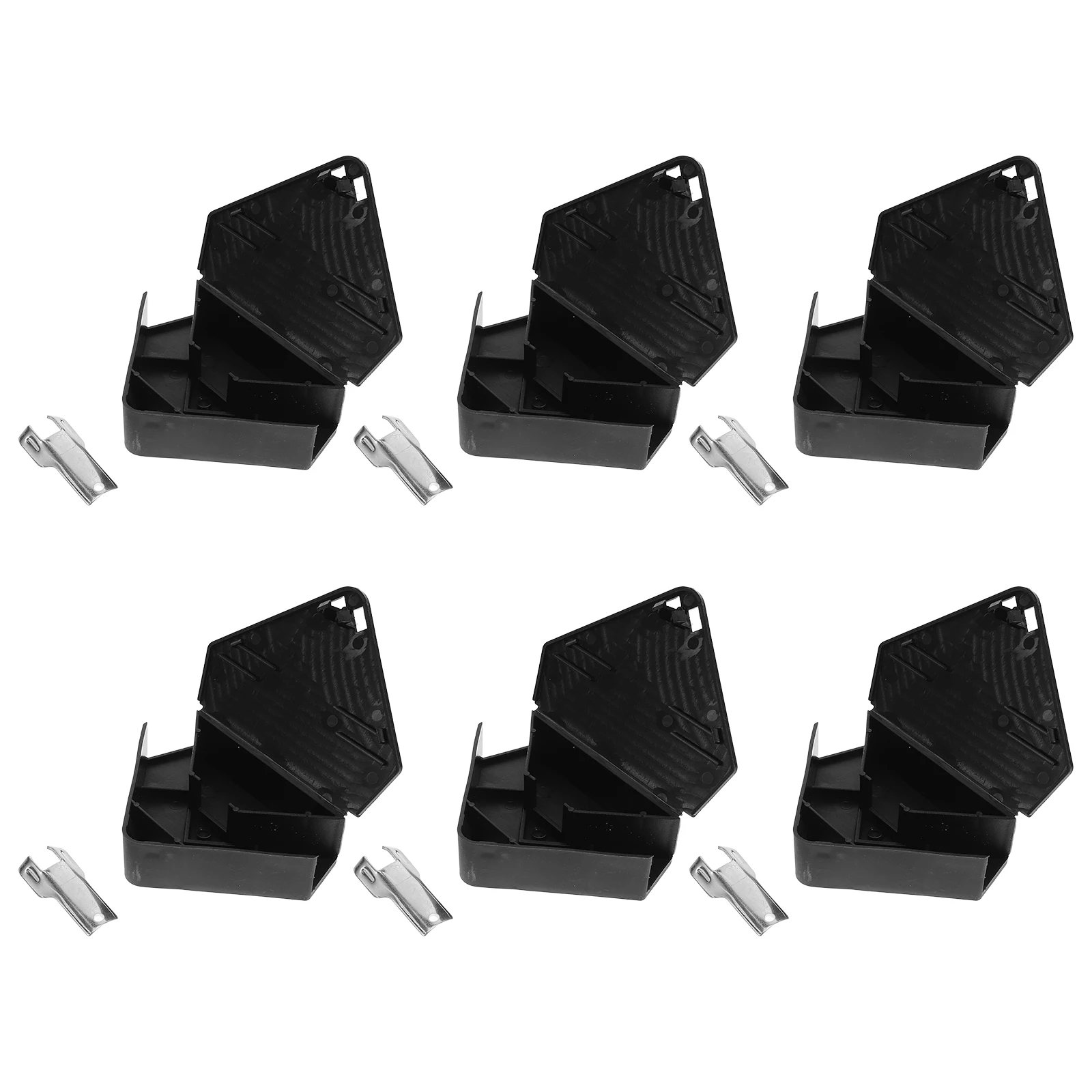 

6 Pcs Triangle Box Set Stations Baits Outdoor for Indoor with Key Galvanized Iron Mice Blocks