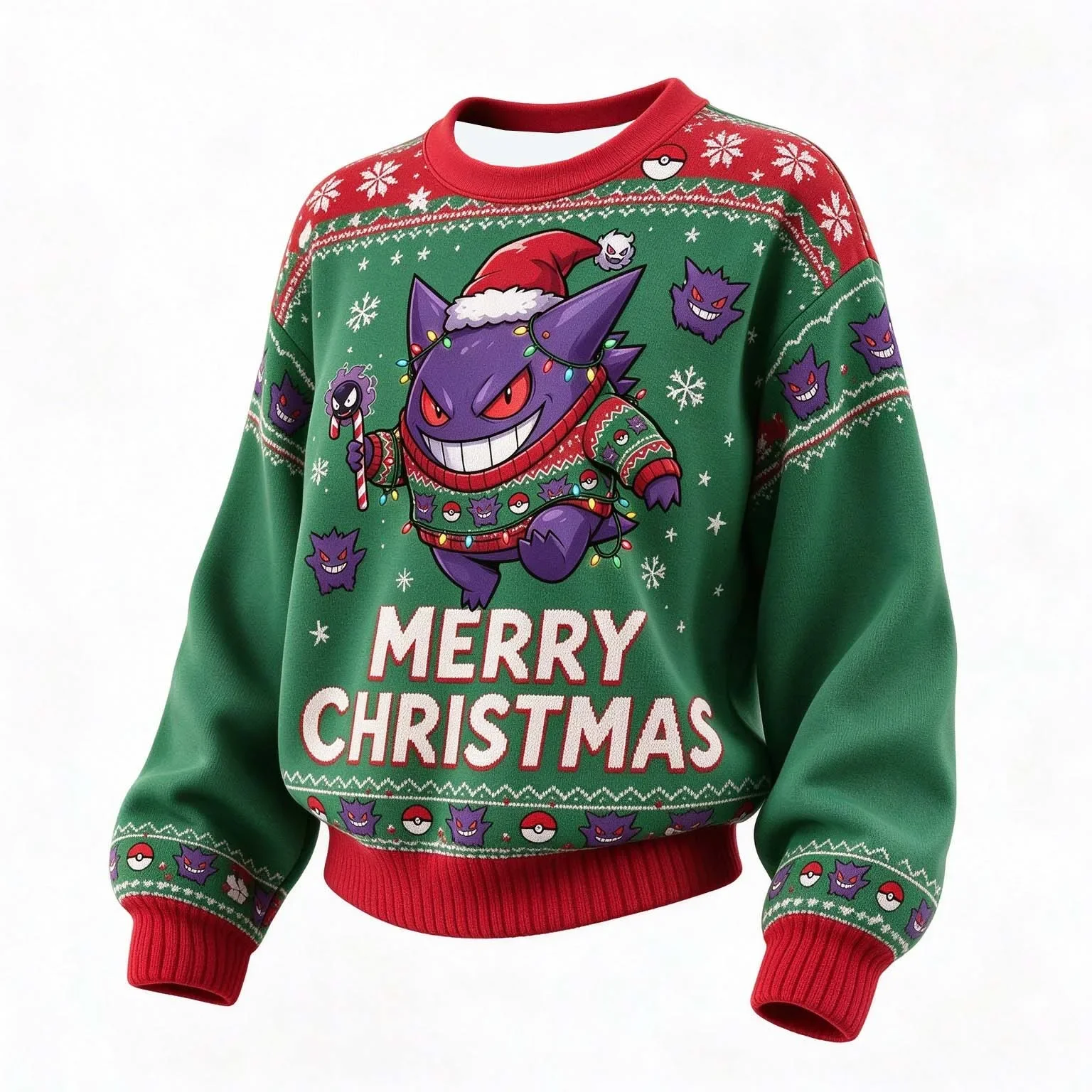 Japanese Anime Pokémon Series 3D Christmas Round Neck Sweatshirt Men Women Autumn Winter Comfort Ugly Sweater Fashion Clothing