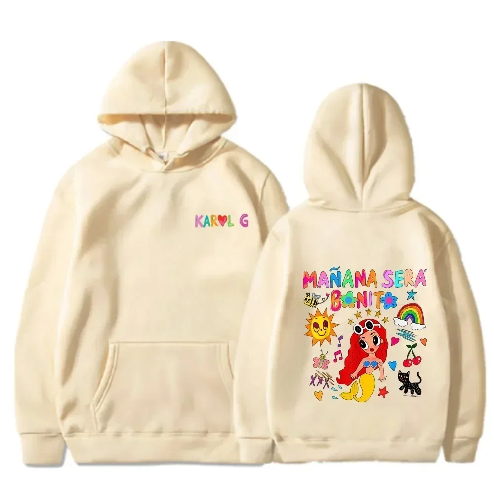 Hip Hop Karol G Mana Sera Bonito con Hearth Sudadera con capucha moda música Retro sudadera Manana Sera Bonito camisa Linda Karol G Sudadera con capucha