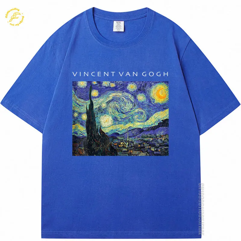 

Vincent Van Gogh Starry Night Oversized T-Shirt Painting Art Men T Shirt Cotton Oversized TShirts Herren 일본애니 티셔츠 한국인후기많은옷 남성