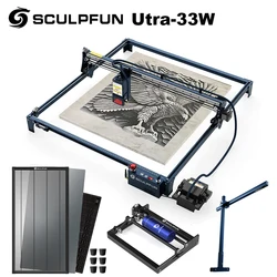 SCULPFUN S30 Ultra-33W Laser Engraving Machine 600x600mm Engraving Area BT connection 32-bit Automatic Air Assist