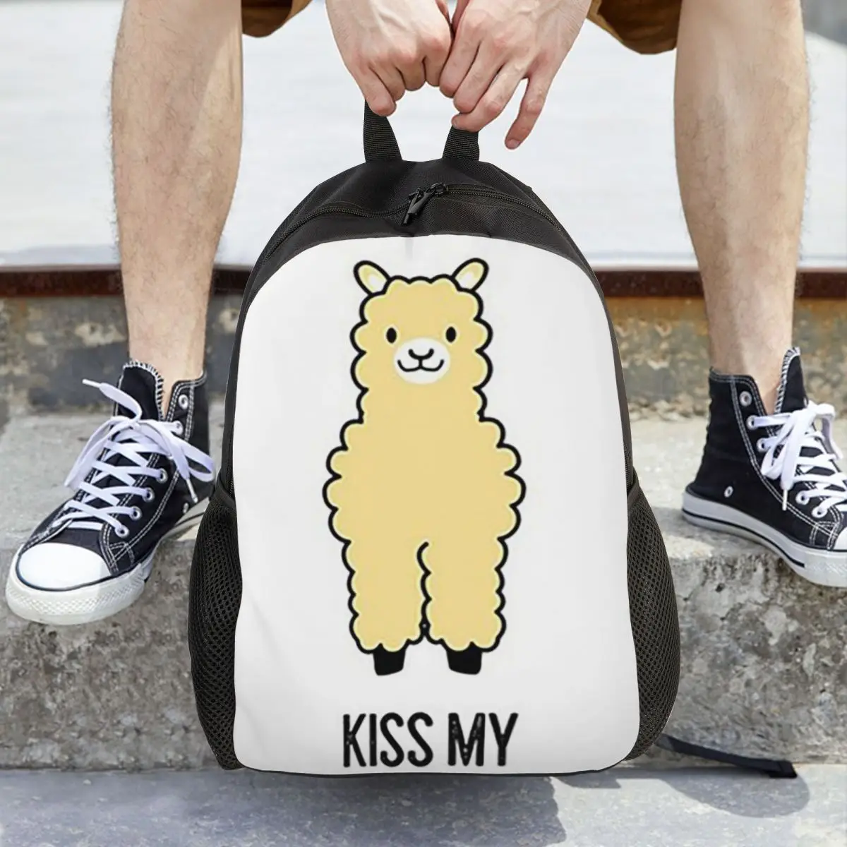 

2-сторонний рюкзак Kiss My Alpacass, забавный рюкзак из альпаки и ламы, Лидер продаж, рюкзак для мальчиков и девочек, школьная сумка, сумки на плечо для мужчин и женщин