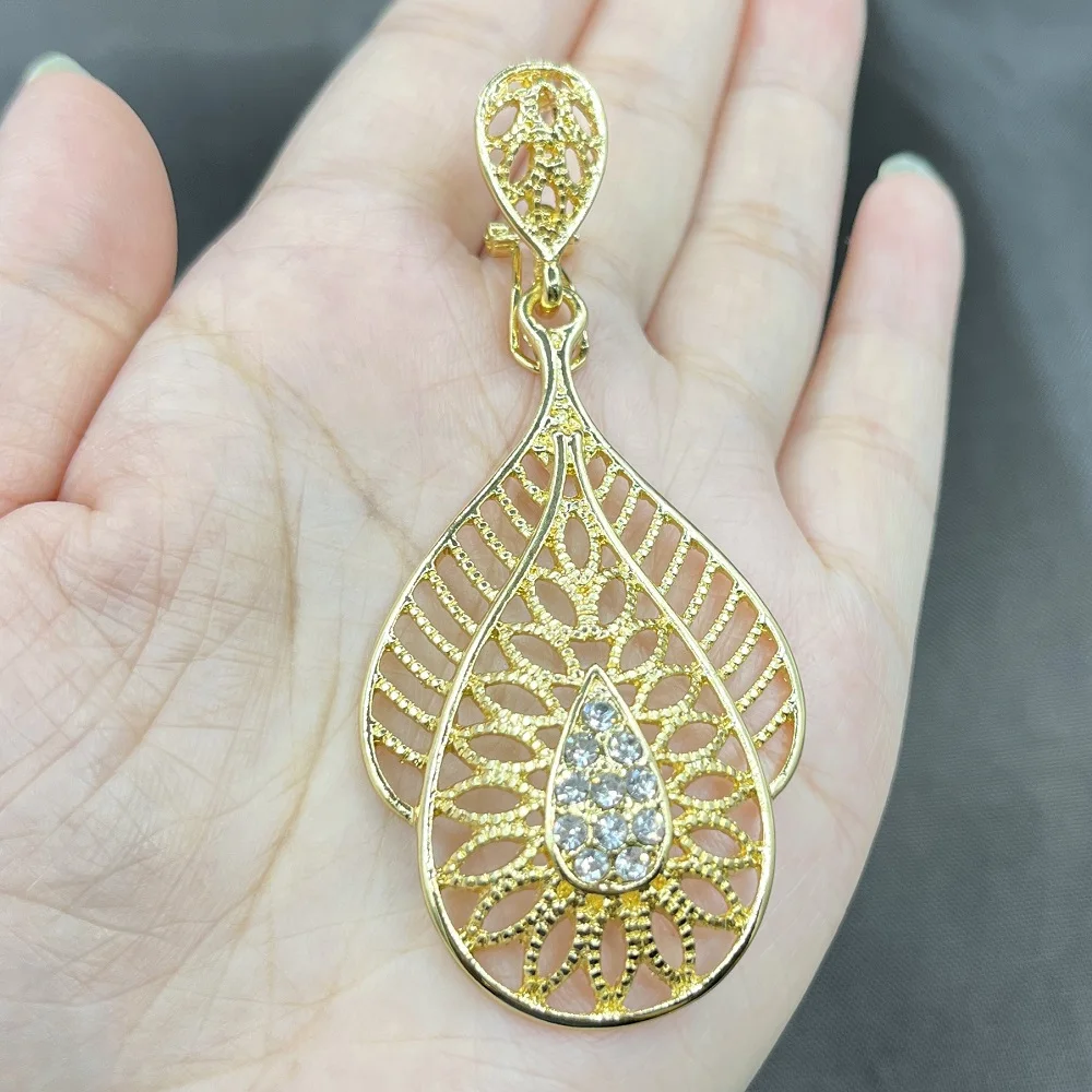 Sunspicems Chic Gold Color Long Women Earring Arabic Jewelry Hollow Tree Style Algeria Morocco Earring