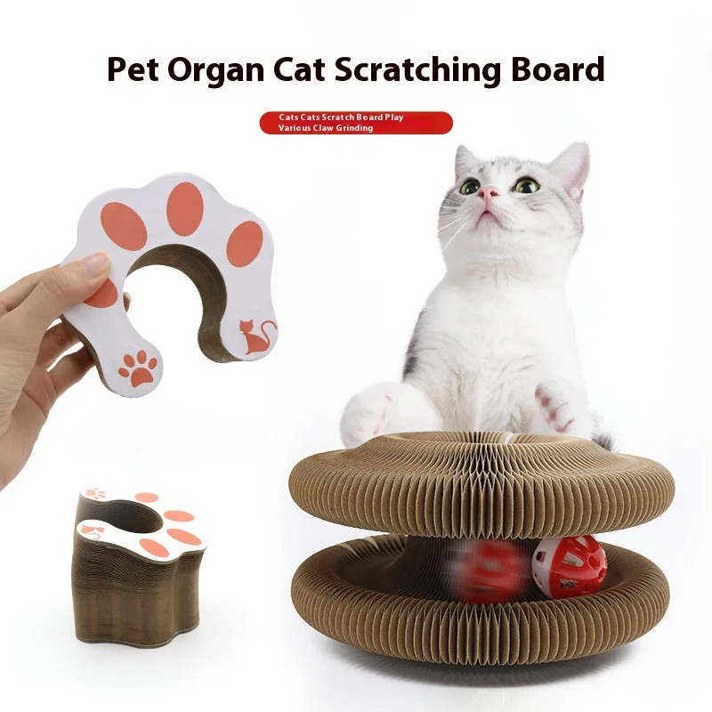 

Corrugated Cat Scratching Board - with Bell Toy & Climbing Frame for Claw Grinding Pet