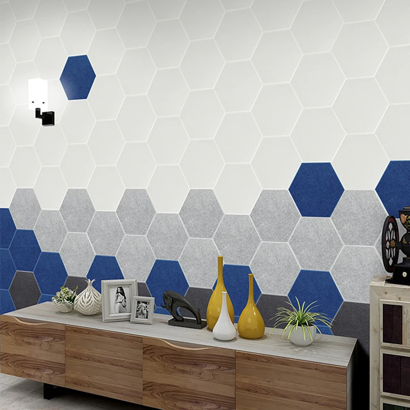 Sound Proof Wall Panels 6Pcs Hexagon Pared Self-adhesive Acoustic Panel Home Decorative For Living Room Bedroom Nursery Studio