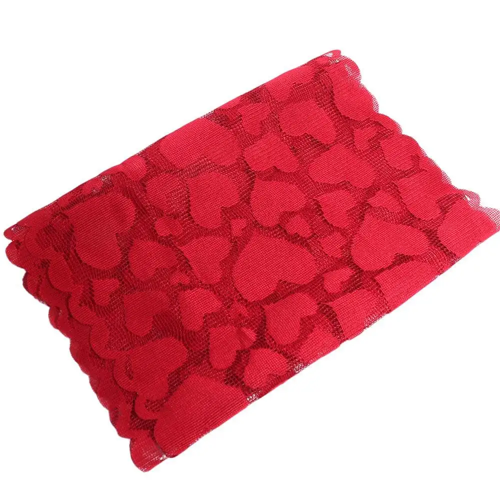 Banquet Lace Red Heart Table Runner Valentines Day Romantic Table Cover Festival Supplies Love Tablecloth Household