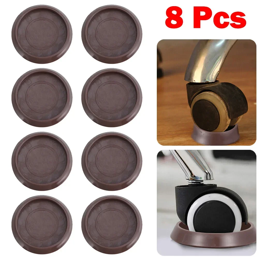 

8pcs Round Furniture Caster Cups Anti-Sliding Floor Wheels Grippers Protectors Anti Vibration Pad Chair Roller Feets