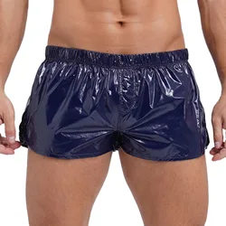 Badebekleidung für Herren, niedrige Leibhöhe, seitlich geschlitzt, Badeshorts, einfarbig, schmale Passform, glänzende Badehose, Strand, Pool, Party, Nachtclub, Kostüm