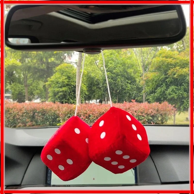 

Plush Dice Ornament For Vehicles Vibrant Velvet 3D Cube Dice Charming Rear-view Mirror Decoration Automotive Interior Accessory