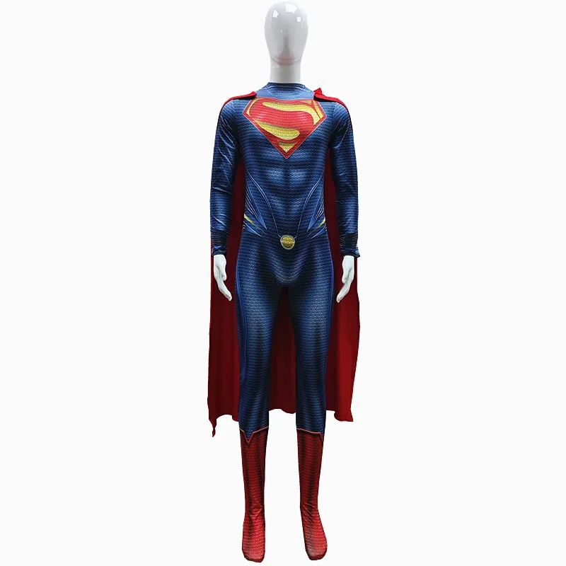 BEAST KINGDOM Movie Superman Man of Steel Batman Cosplay Clark Kent Cosplay Costume Blue Jumpsuit Red Cloak Superman Clothing