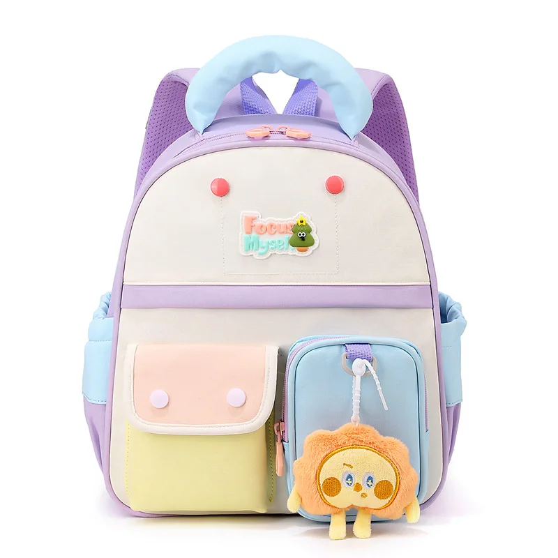 New Kids Fashion Nylon Cute Cartoon Backpack Top Handle Large Capacity School Bag Boys Girls Rucksack Daypack Multi Pocket
