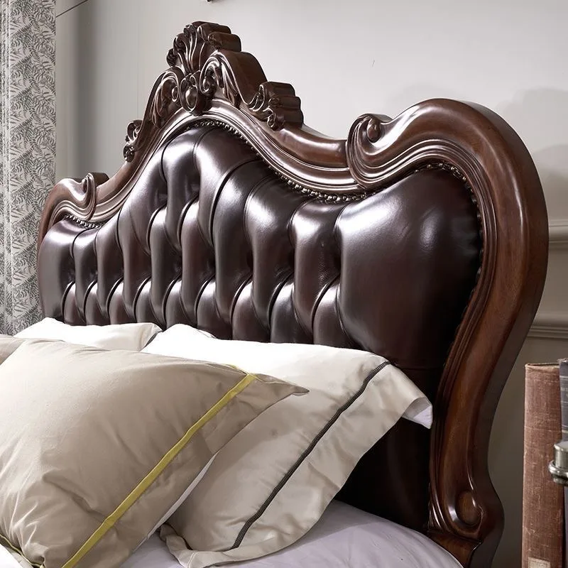 Classic Luxury Midcentury Solid Wood Bedroom Set King Size Adjustable Bed