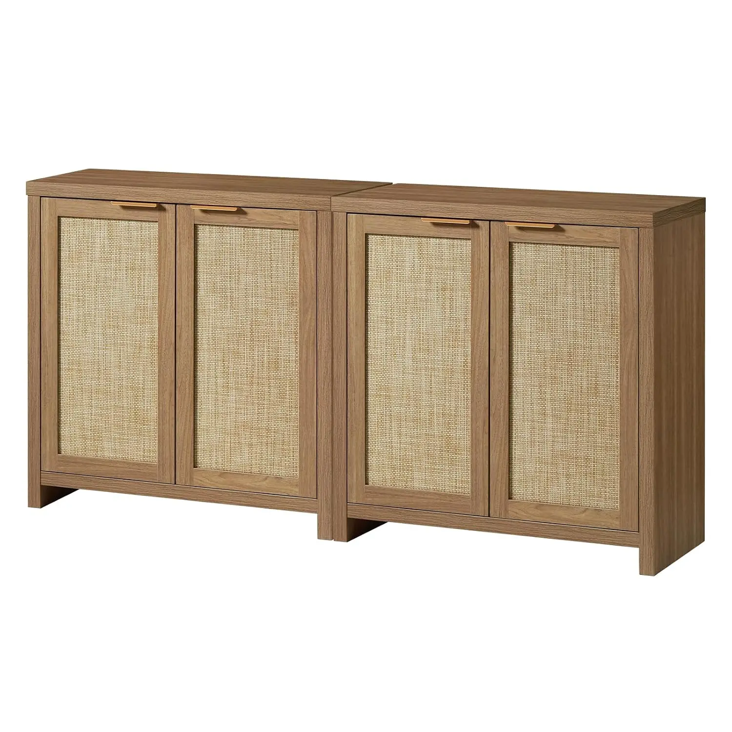 Rattan Storage Sideboard Cabinet with Adjustable Shelves & Buffet Cupboard Console for Living Room Kitchen, Set of 2, Customized