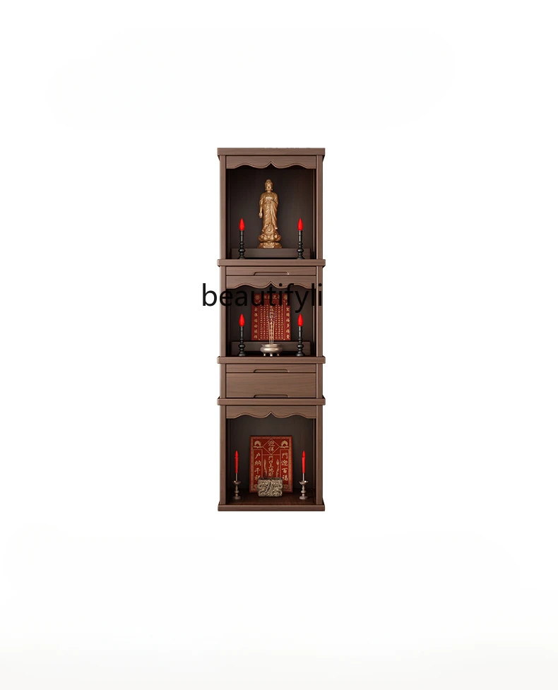 

Solid Wood Household Black Walnut Three-Layer Buddha Shrine Altar New Chinese Simple Guanyin God of Wealth Earth God Shrine