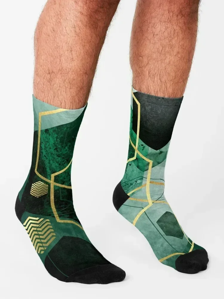 Emerald Green Geo Socks custom soccer anti-slip summer golf Socks Man Women's