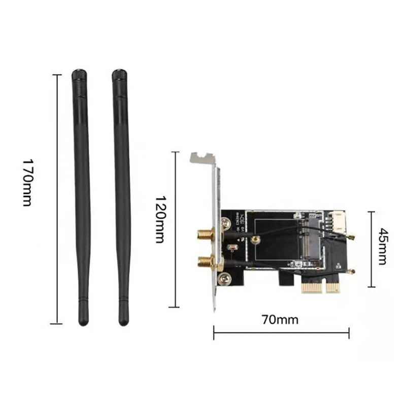 Настольный Wi-Fi адаптер M.2 к PCIe 1x, карта для Wi-Fi карты AX210 AX200 AC9260 8265 8260 7265 7260 QCNFA344, Бесплатный кабель Bluetooth