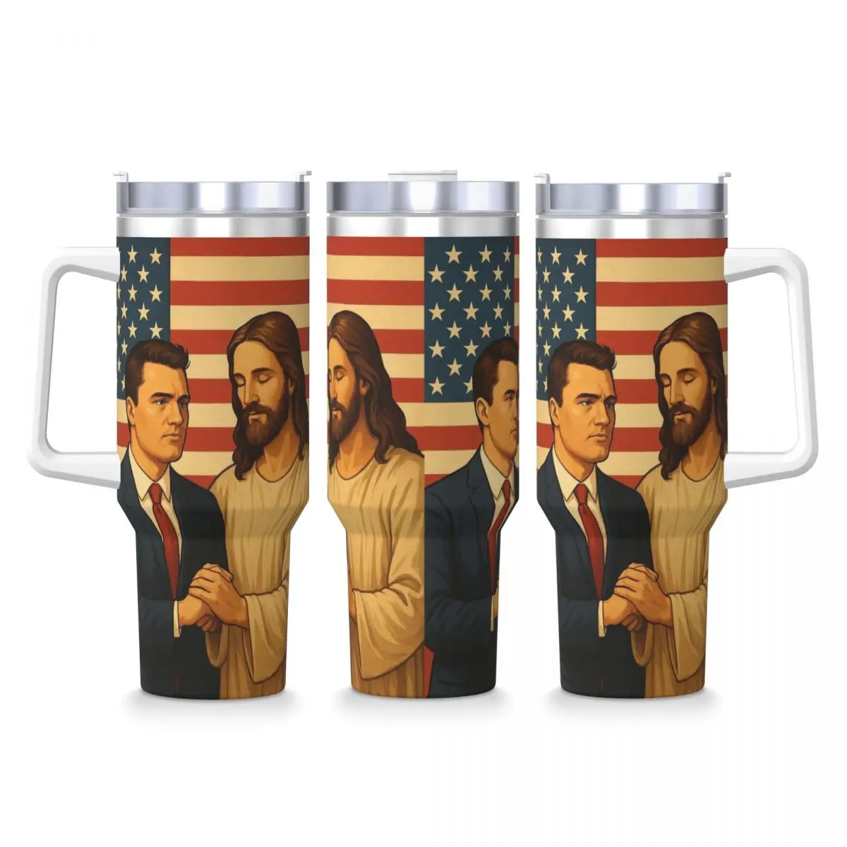 

Стакан из нержавеющей стали Чарли Кирк и Иисус термокружка сохраняет тепло горячие напитки автомобильные кружки пляжная бутылка для воды «сделай сам» на заказ