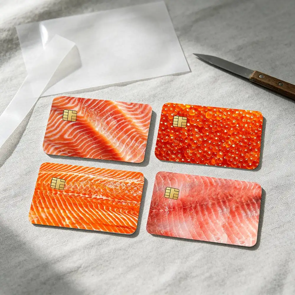 Fashion Sashimi Grain Pattern Card Stickers for Bank Access Protective Waterproof Film Cover Sticker Surprise Gift